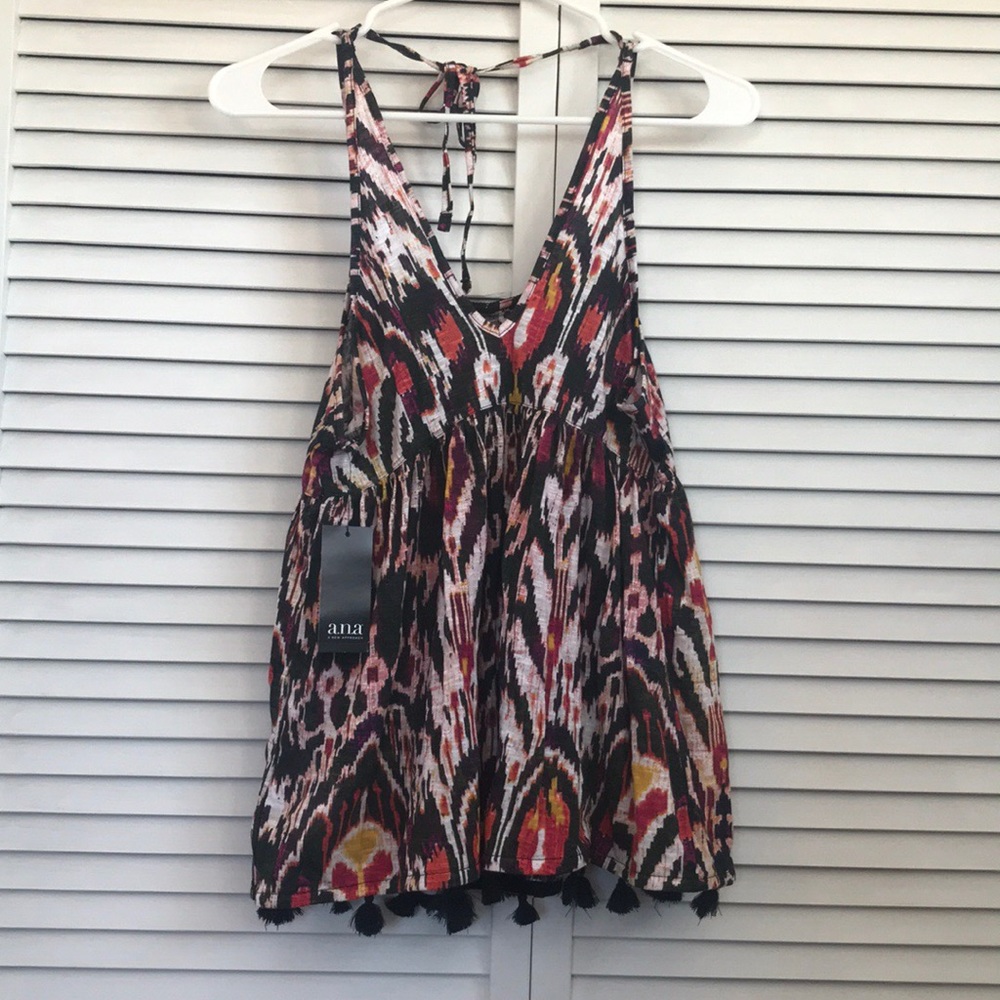 Multicolored Tank with Fringe Trim